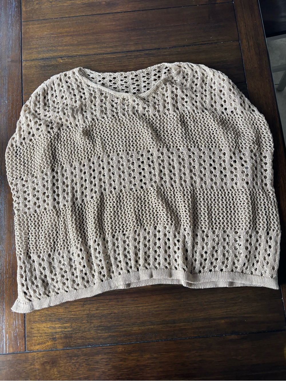 Light Beige Open-Knit Women's Sweater